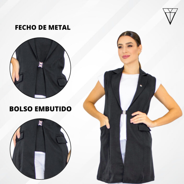 Colete Feminino Alongado  Alfaiataria Com Fecho