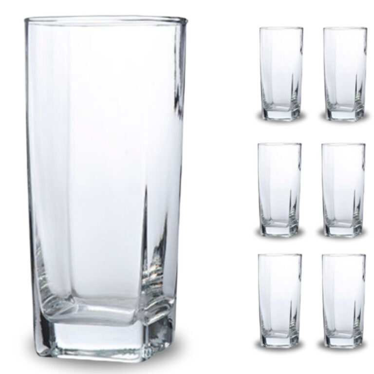 Jogo De Copos Vidro 320ml Bali Quadrado Luxo Trans