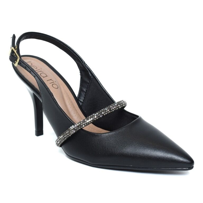 Scarpin Beira Rio Tira Strass Salto Fino Feminino 