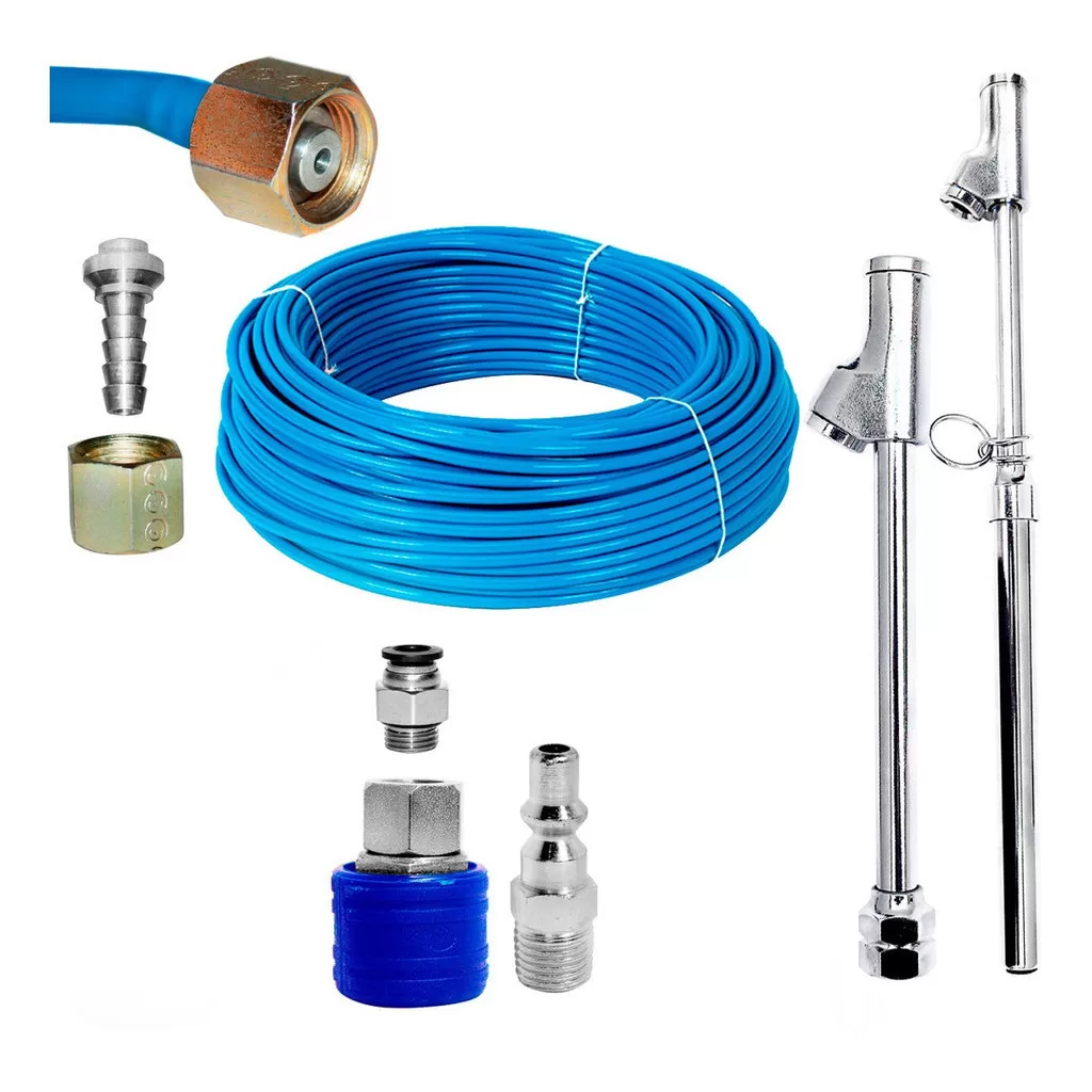 CALIBRADOR DE PNEUS KIT COM 15 MT DE MANGUEIRA E CONEXÕES