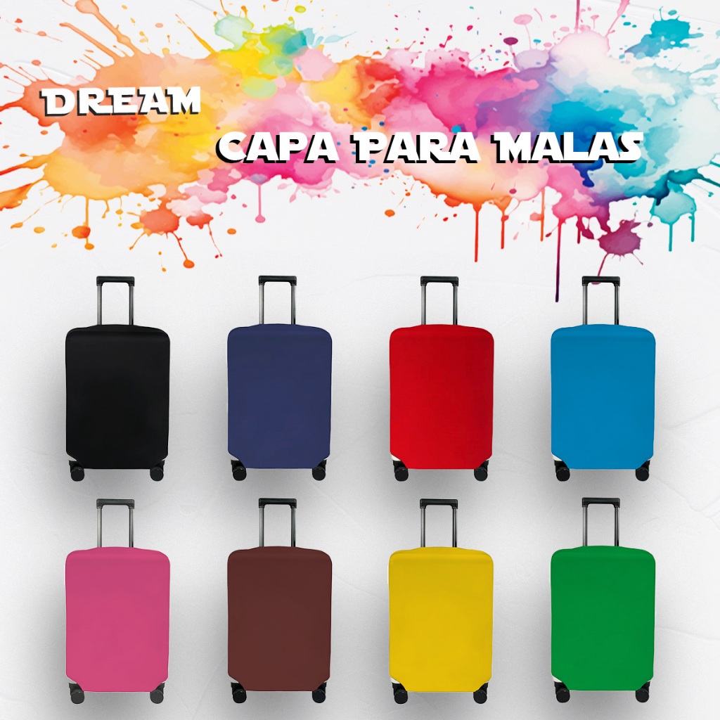 Capa Para Malas Cores Lisas Protetor Para Viagem Seguro Malha Helanca Lisa Veste Fácil Com Fecho de