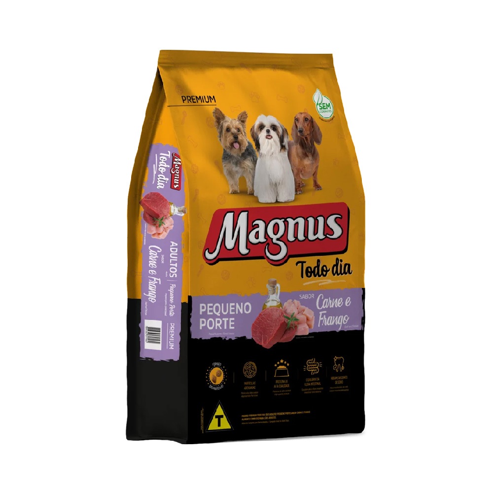 Ração Magnus Todo Dia Cães Adultos Pequeno Porte Sabor Carne e Frango 3kg Adimax
