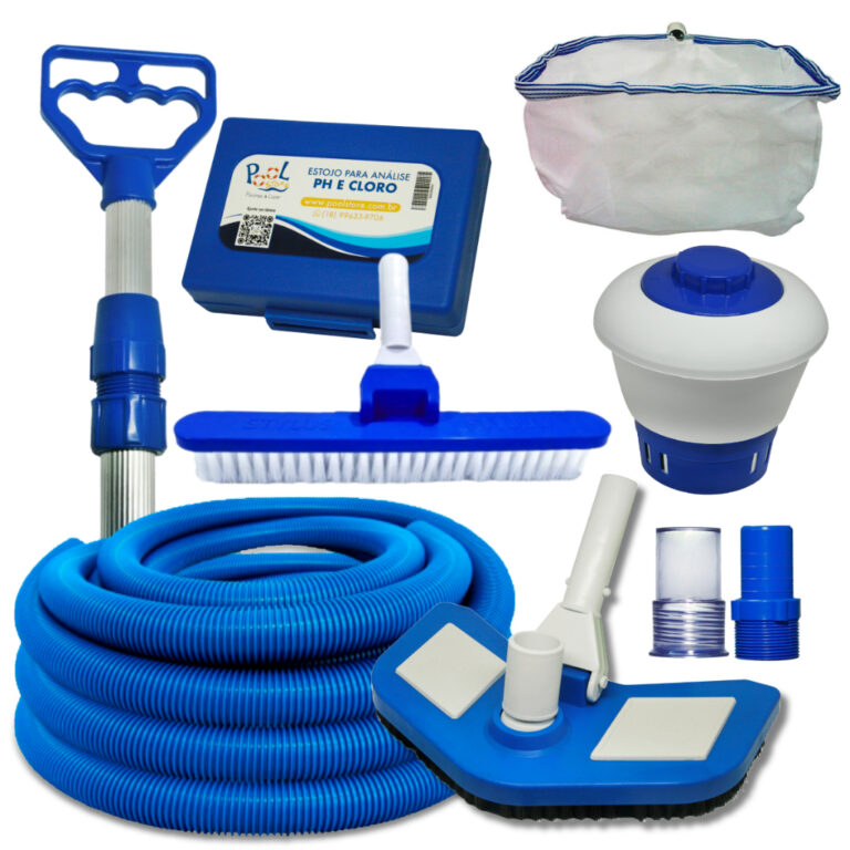 Kit Limpeza Acessórios Piscina Aspirador Mangueir