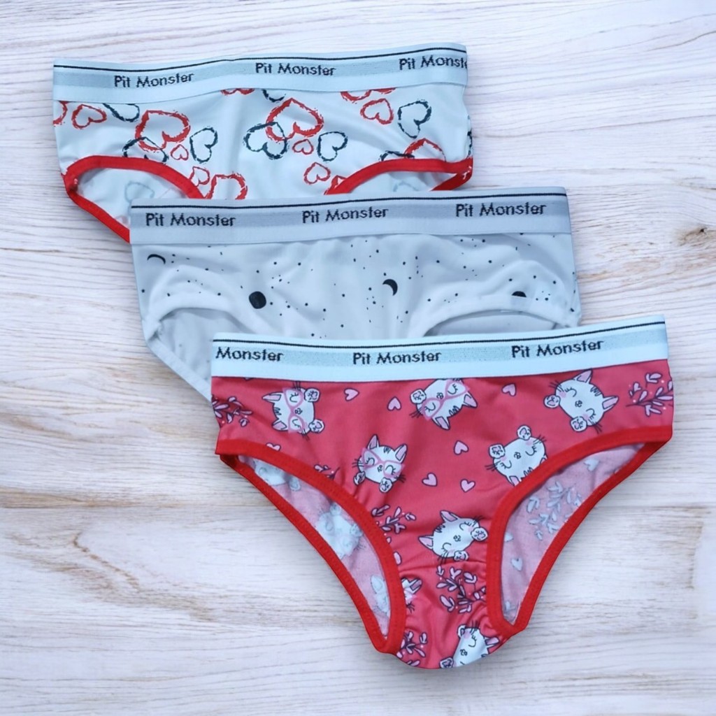 Kit 3 Calcinha Infantil Estampada Microfibra Respirável Moda Íntima Infantil Lingerie Dia a Dia