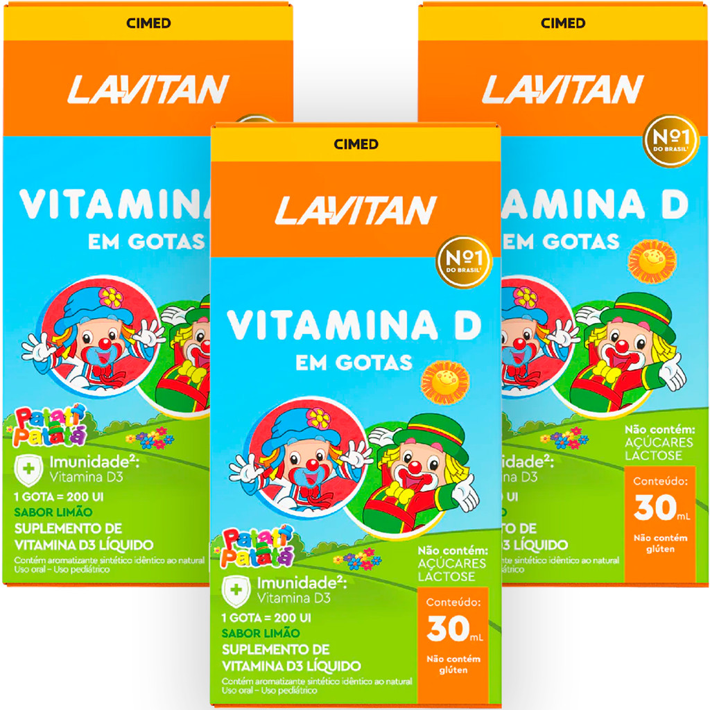Vitamina D3 Lavitan Infantil Patati Patatá Sabor Limão Gotas 30ml