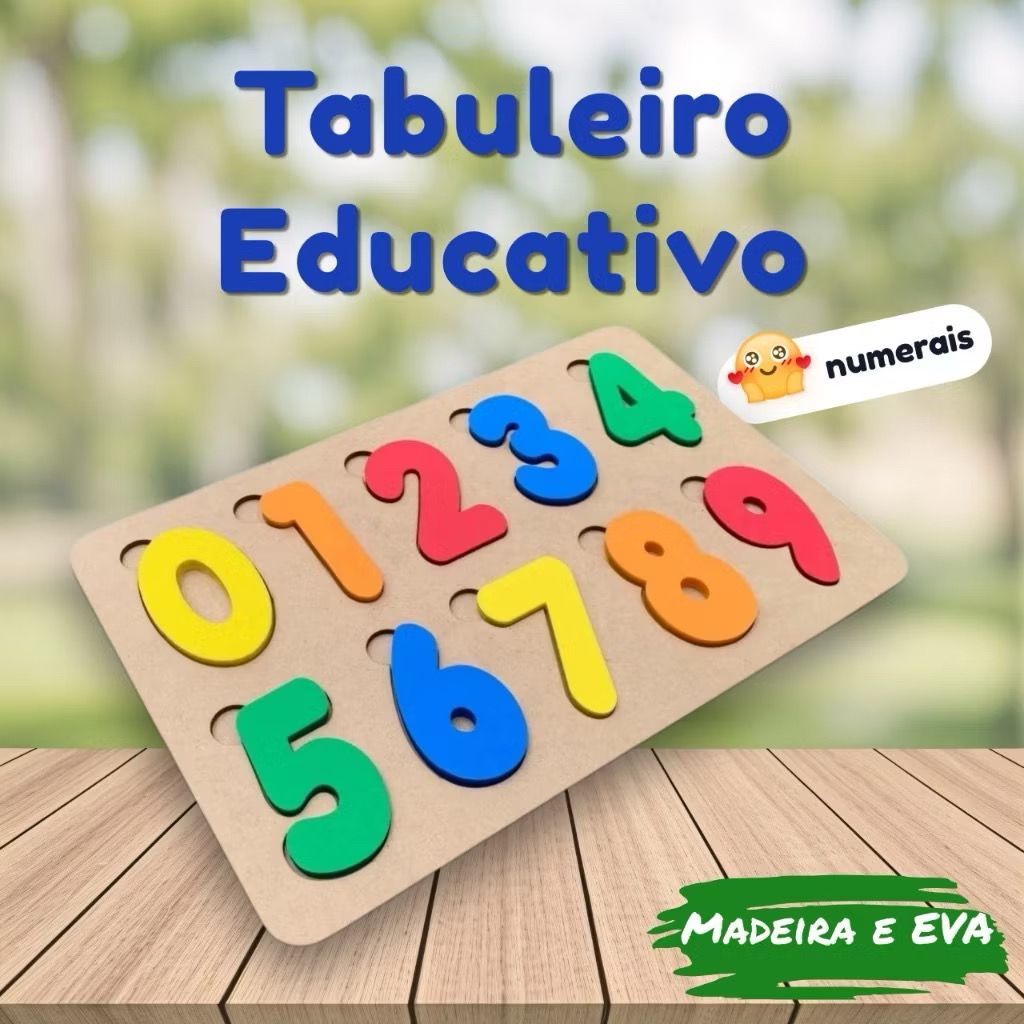 Tabuleiro Numérico – Brinquedo Educativo – Aprendizado Divertido com Números em Madeira e EVA