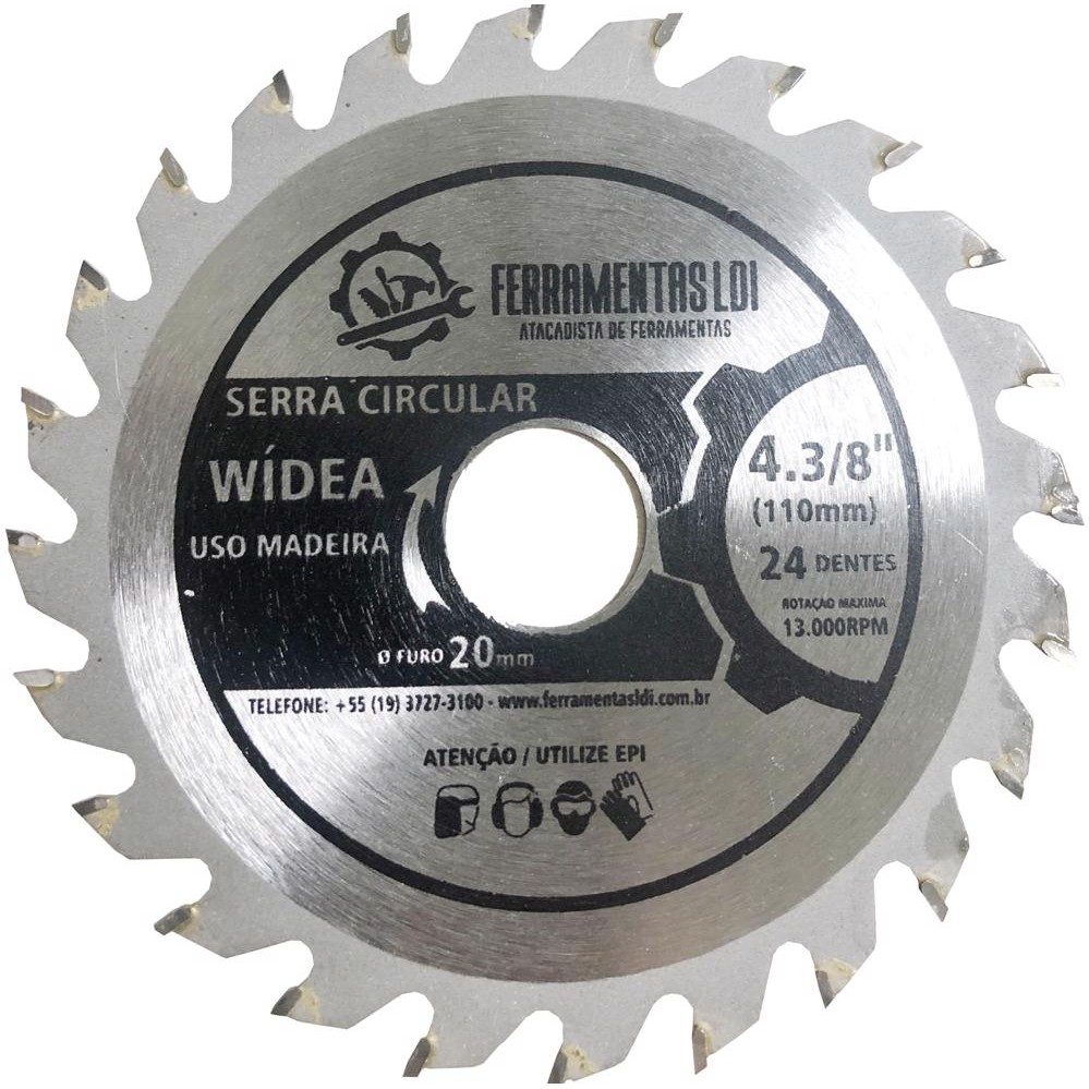 Disco de Serra Circular 4.3/8 110mm 24 Dentes para Madeira Ferramentas LDI