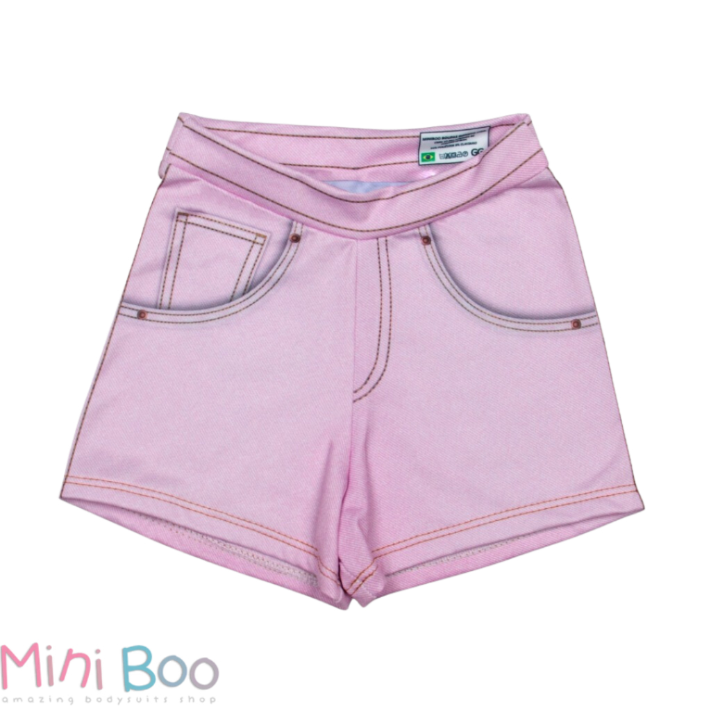 Short Infantil Para Meninas Jeans Fake Confortável E Estiloso Sem Elástico