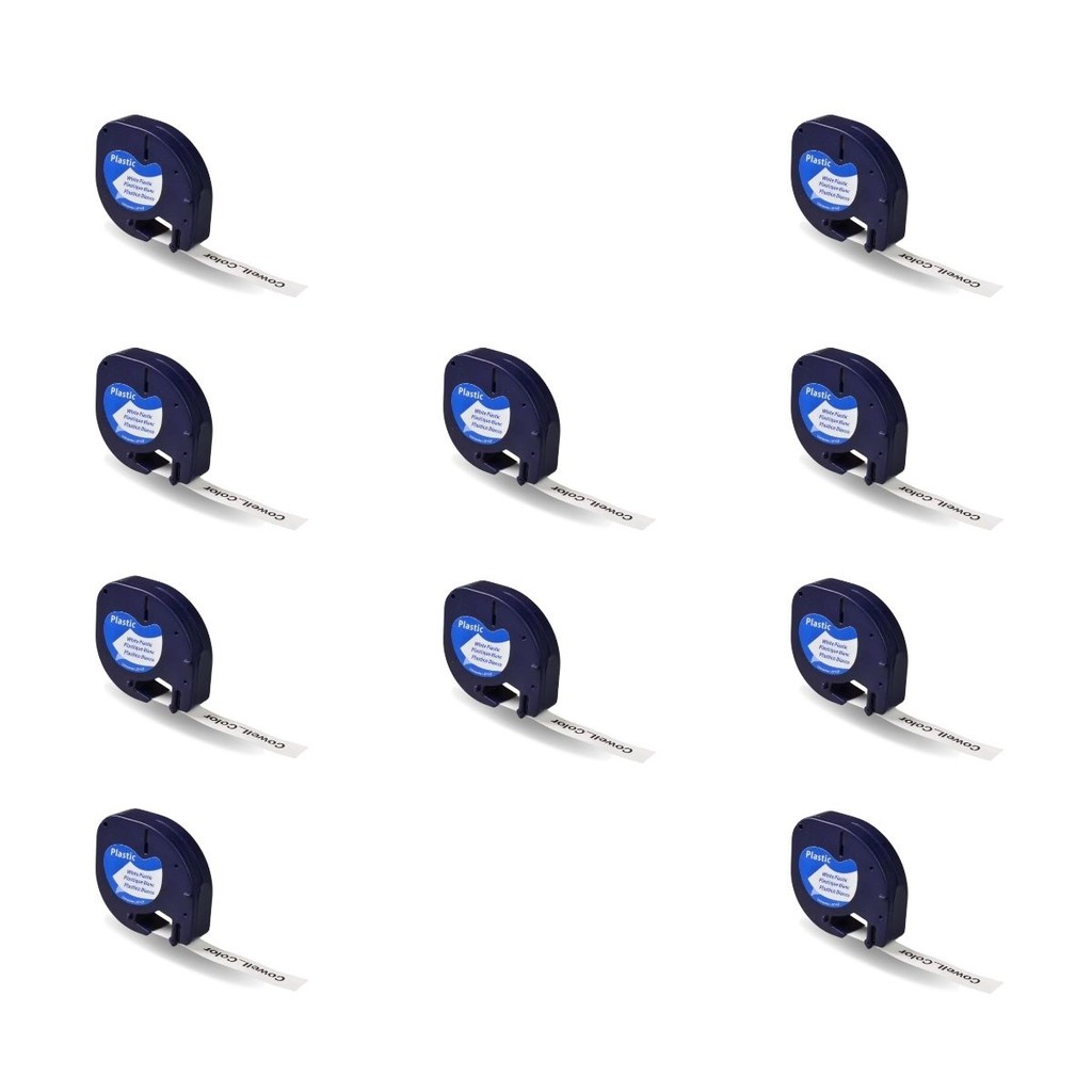Fita Compatível para Rotuladores DYMO Letratag Kit com 10 Unidades 12mm x 4m Impressão