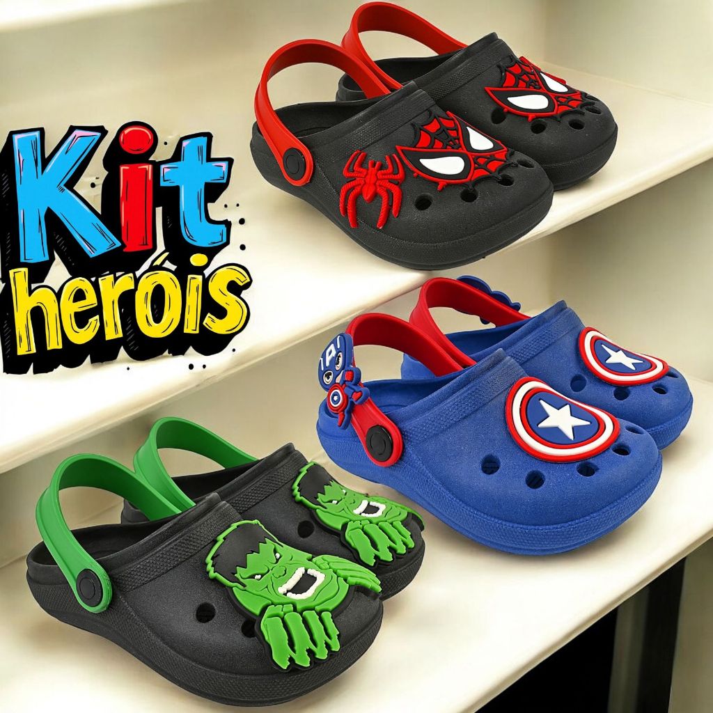 Kit 3 Pares Sandalia Babuche Infantil Menino