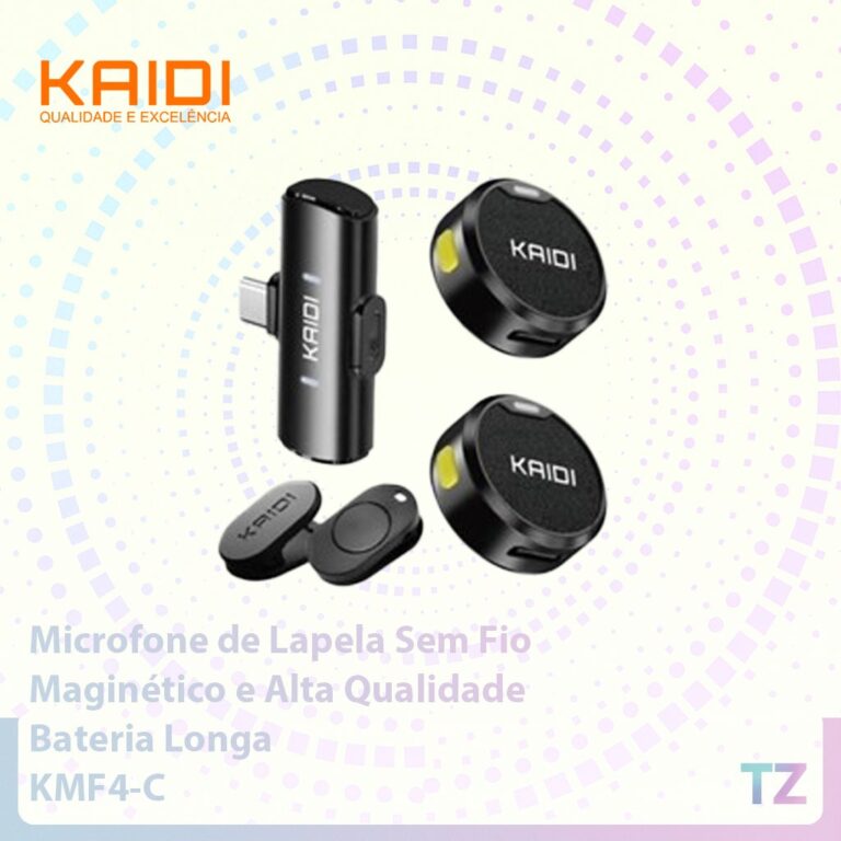 Microfone de Lapela Sem Fio KAIDI KMF4-C  Tipo-C, 