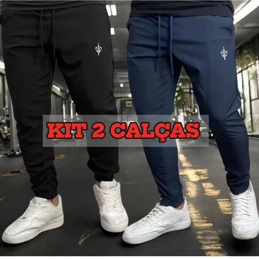 Kit 2 Calça Jogger Plus Size Academia Esportiva P ao G4 Masculina Dry Fit