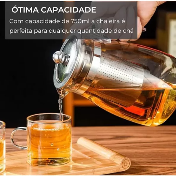 Chaleira Com Infusor De VIDRO 700 600 500 ML OU 35