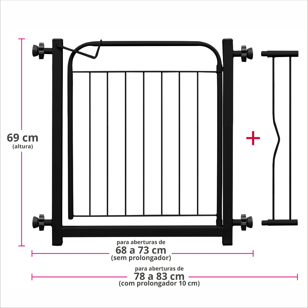 Grade Portão Aramado de Proteção Para Pets Cães para Bebes Segurança Para Crianças Com Extensor de 1