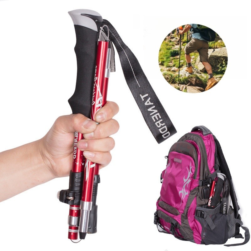 Bengala Bastão Caminhada Trilha Trekking Em Alumínio Retrátil–Bengala telescópica ultraleve e ultra