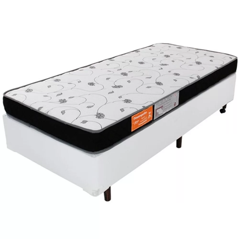 Conjunto Cama Box Solteiro + Colchão Espuma D33 88x188x50cm BF Colchões