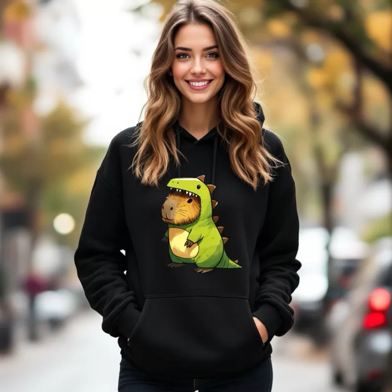 Moletom Canguru Capivara Dinossauro Dino Tumblr Fofinho Unissex Flanelado Inverno Infantil Adulto Bl