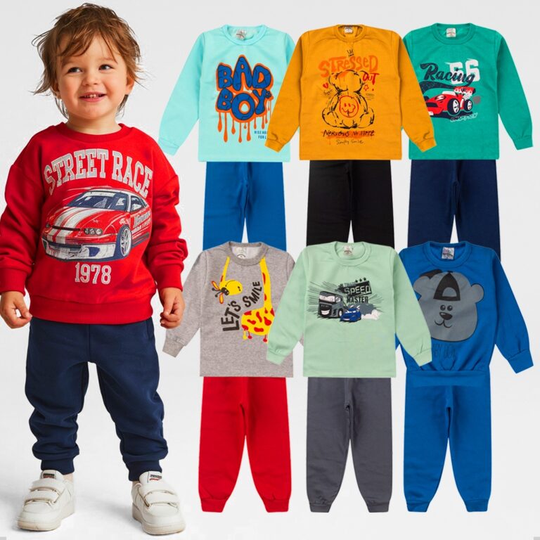 Kit 4 Peças Conjunto Moletom Infantil Menino 1 ao