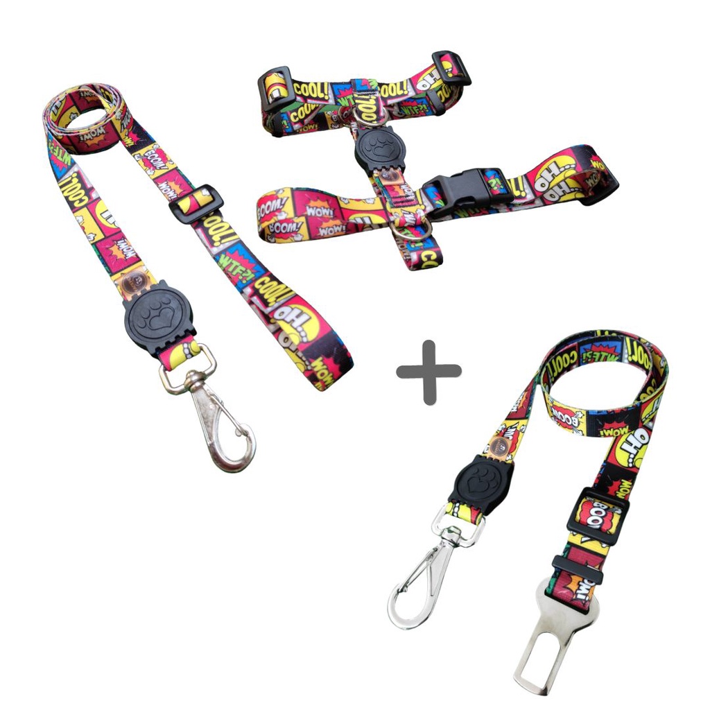 Peitoral H Com Guia cão e Cinto de Segurança Para Pets Porte Grande