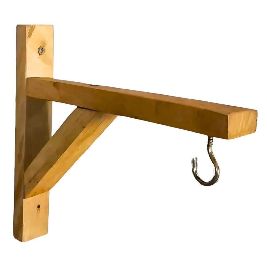 Suporte Plantas Mão Francesa Madeira Macramê Eucalipto Verniz Natural 20cm X 20cm