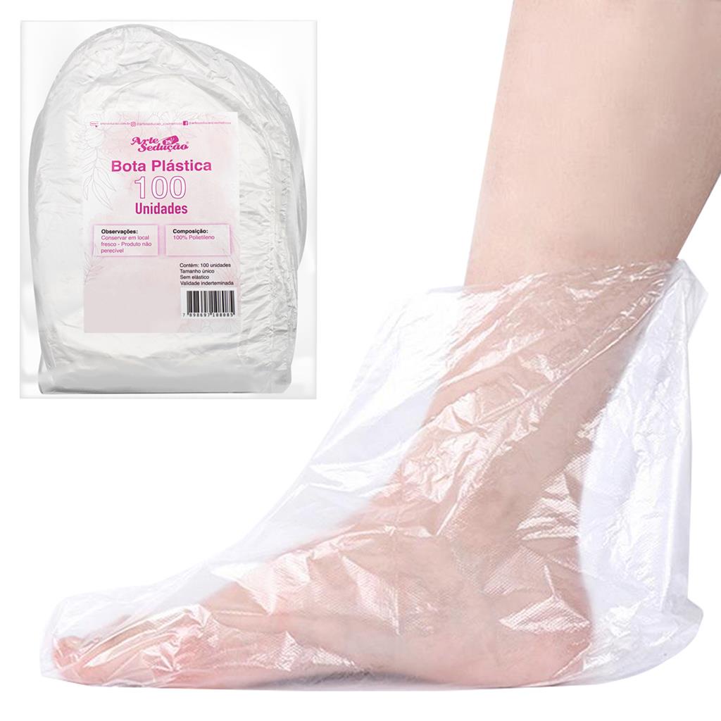 Bota Plástica Descartável Transparente Pedicure 100 Unidades, Arte Sedução