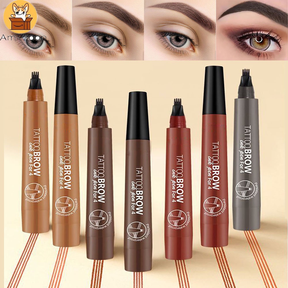[Am-az] 5 Cores Lápis Para Sobrancelhas 4 , Maquiagem Líquida Natural Fosca Longa Duração Cosméticos