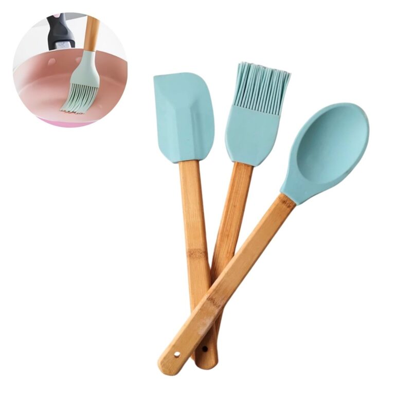 KIT 3 COLHERES DE SILICONE UTENSILIOS DE COZINHA D