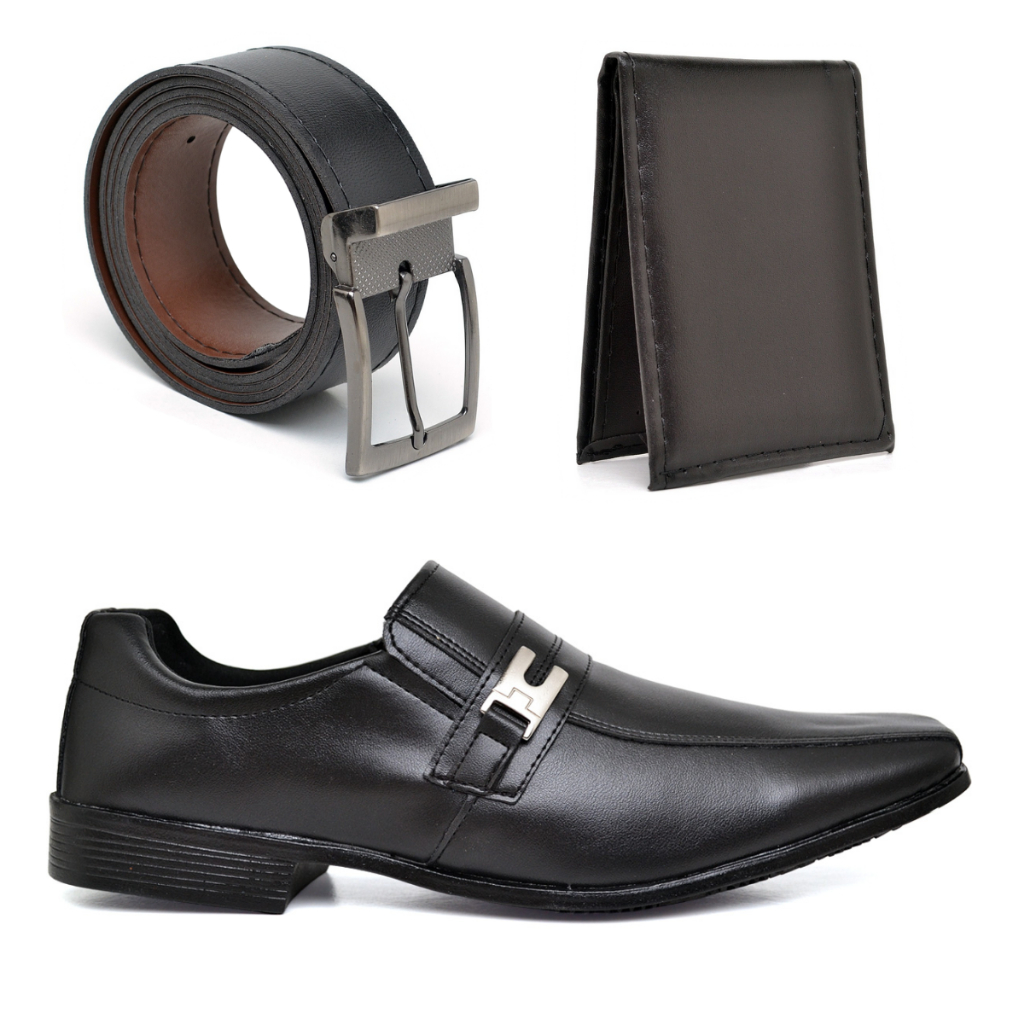 Kit Sapato Social Masculino Confortavel Cinto Carteira Sapatenis Mocassim Trabalho Igreja Casual Pai