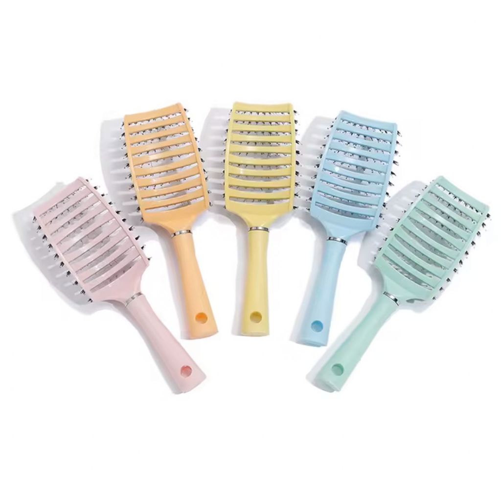 Escova de Cabelo Moderna Raquete Vazada Cerdas e Nylon Desembaraçar Cabelos Anatômica Mágica Cerdas