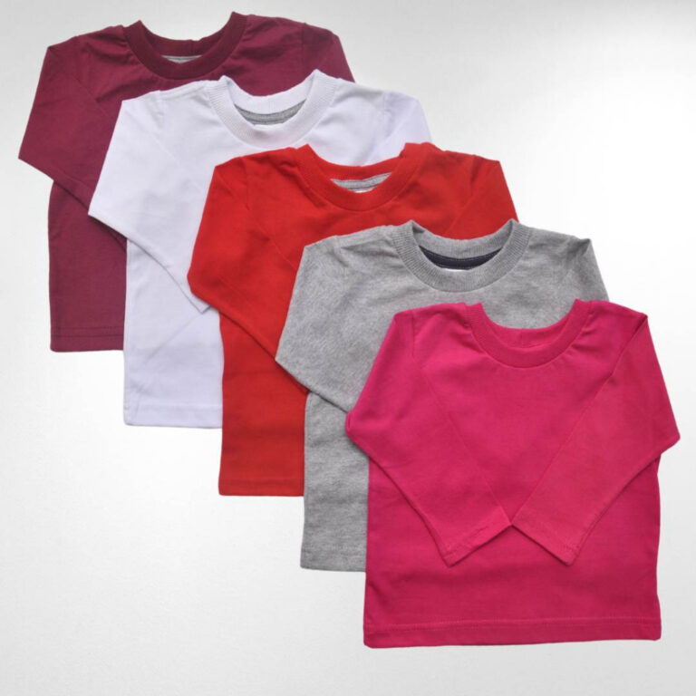 Kit 5 Camisetas Manga Longa Bebê Unissex