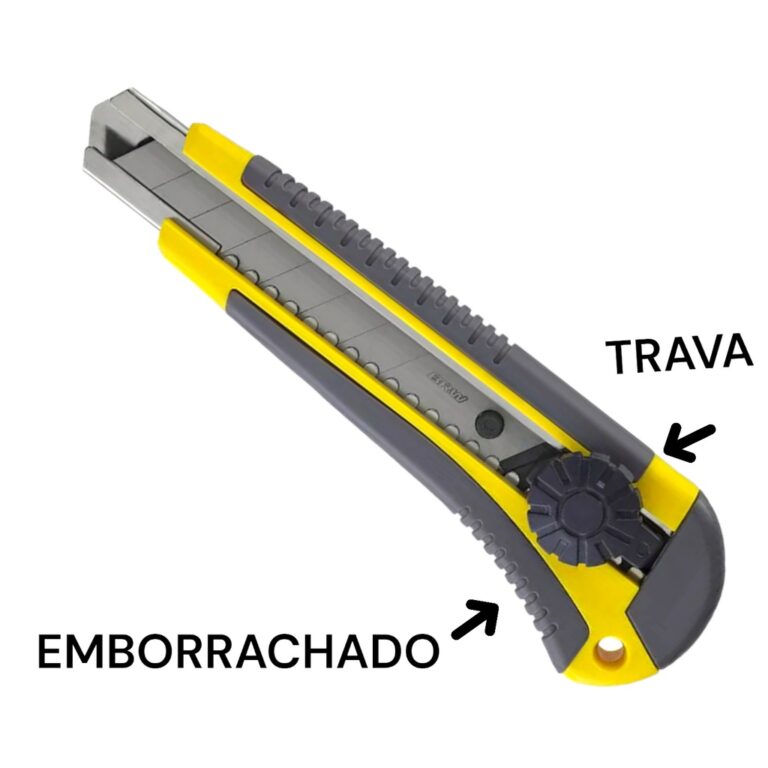 Estilete Lamina Larga 18mm Trava Plastica Artmak