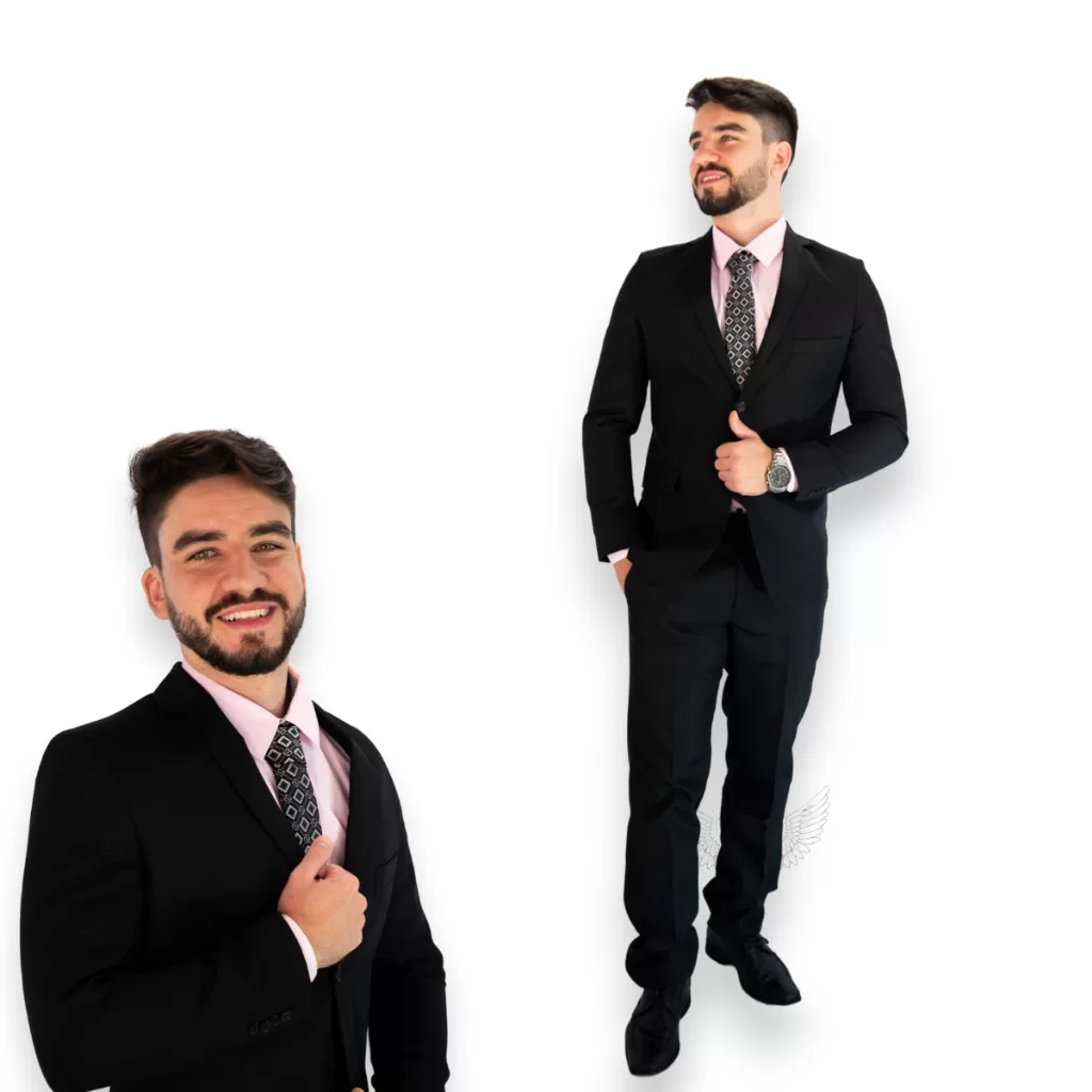 Terno Slim Masculino Preto em Microfibra Premium – PROMOÇÃO