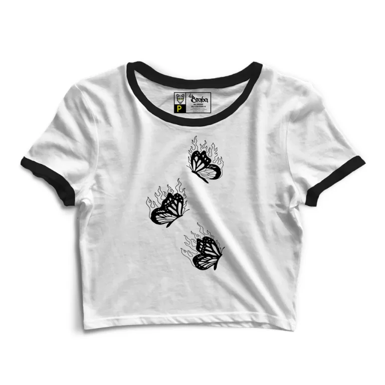 Cropped Blusa Blusinha As Braba Borboleta Em Chama