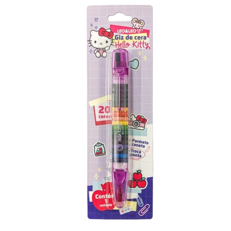Giz de Cera Troca Ponta 20 Cores Hello Kitty Leo L