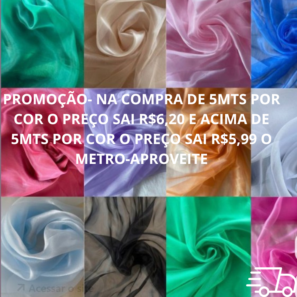 Tecido organza cristal –  Liso 3 metros e 5 metros x 1.5 largura – Várias cores – cortinas, decoraçã