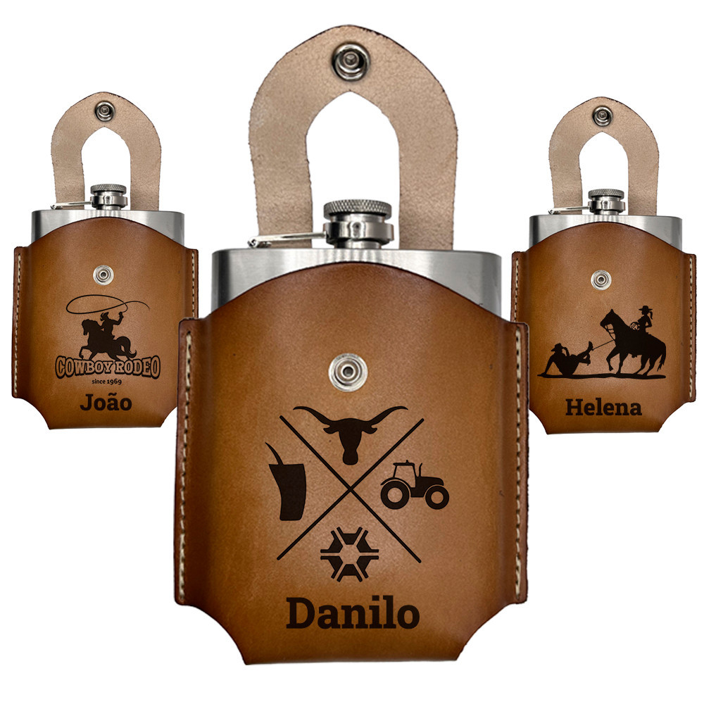 Kit Cantil 7oz + Bainha Personalizada em Couro Legítimo