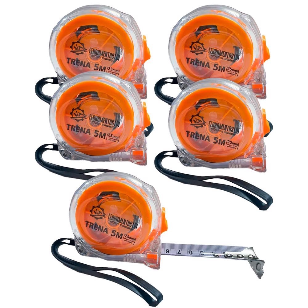 Kit 5 Trena Aço 5 Metros Fita 25mm Ferramentas LDI
