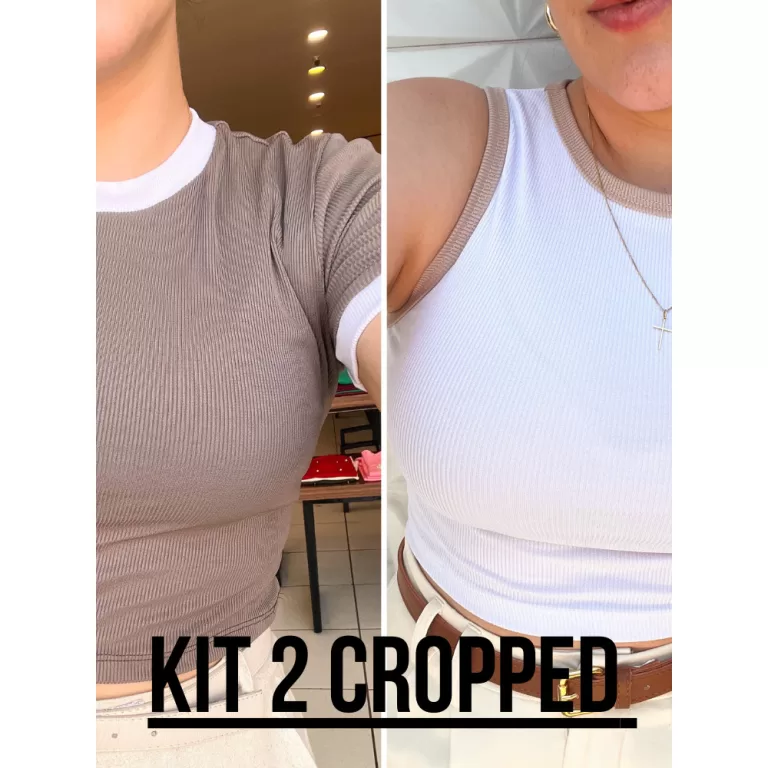 kit 2 Cropped Canelado Gola Redonda Feminino Listr