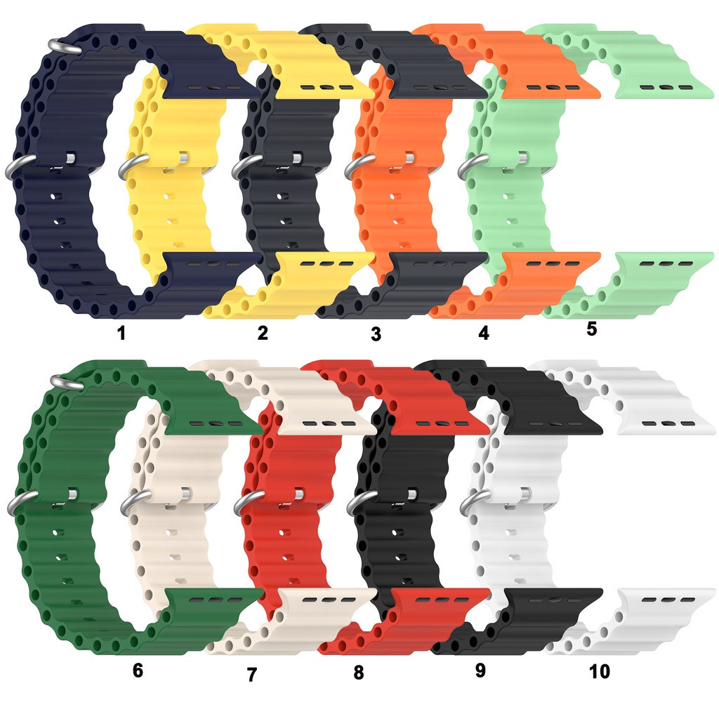Pulseira de relógio de Smartwatch PretoPalha De Silicone Ocean Straw Capaz Para Relógio Apple Série