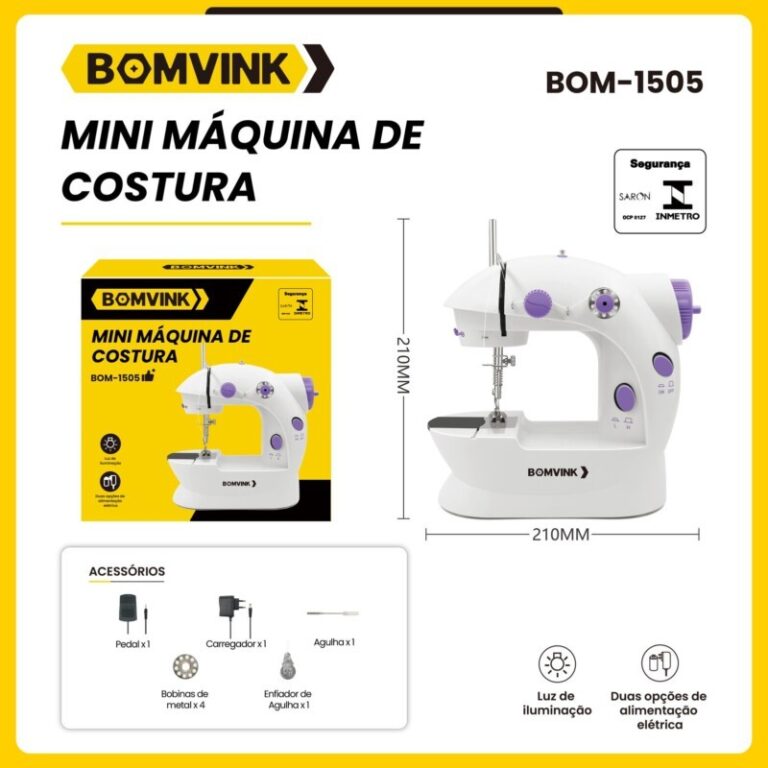 Mini Máquina de Costura Bivolt Compacta