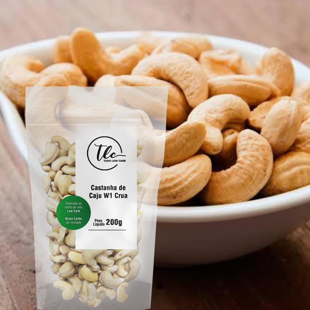 Castanha de Caju Inteira Sem Óleo Torrada ou Crua (Natural) Com Sal ou Sem Sal 200g ~ 1 Kg TLC