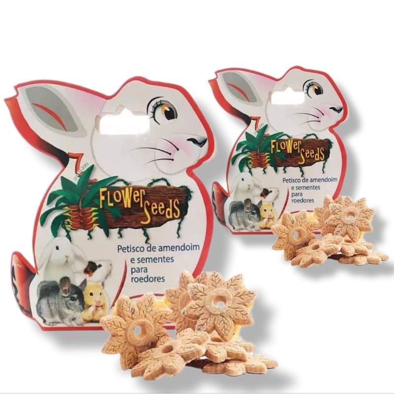 kit 2 Biscoito Para Coelhos E Outros Roedores Petisco Flower Seeds