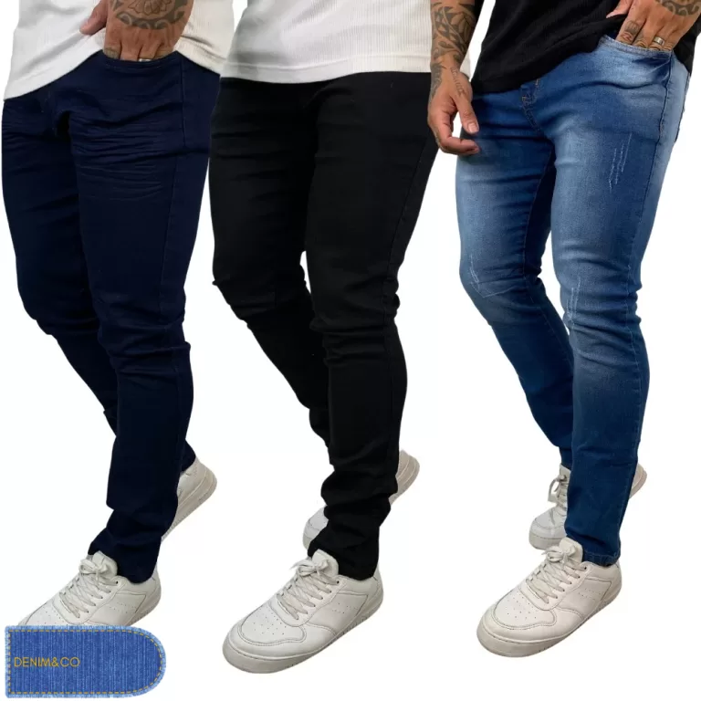 Kit 3 Calças Jeans Masculina  Skinny para trabalh