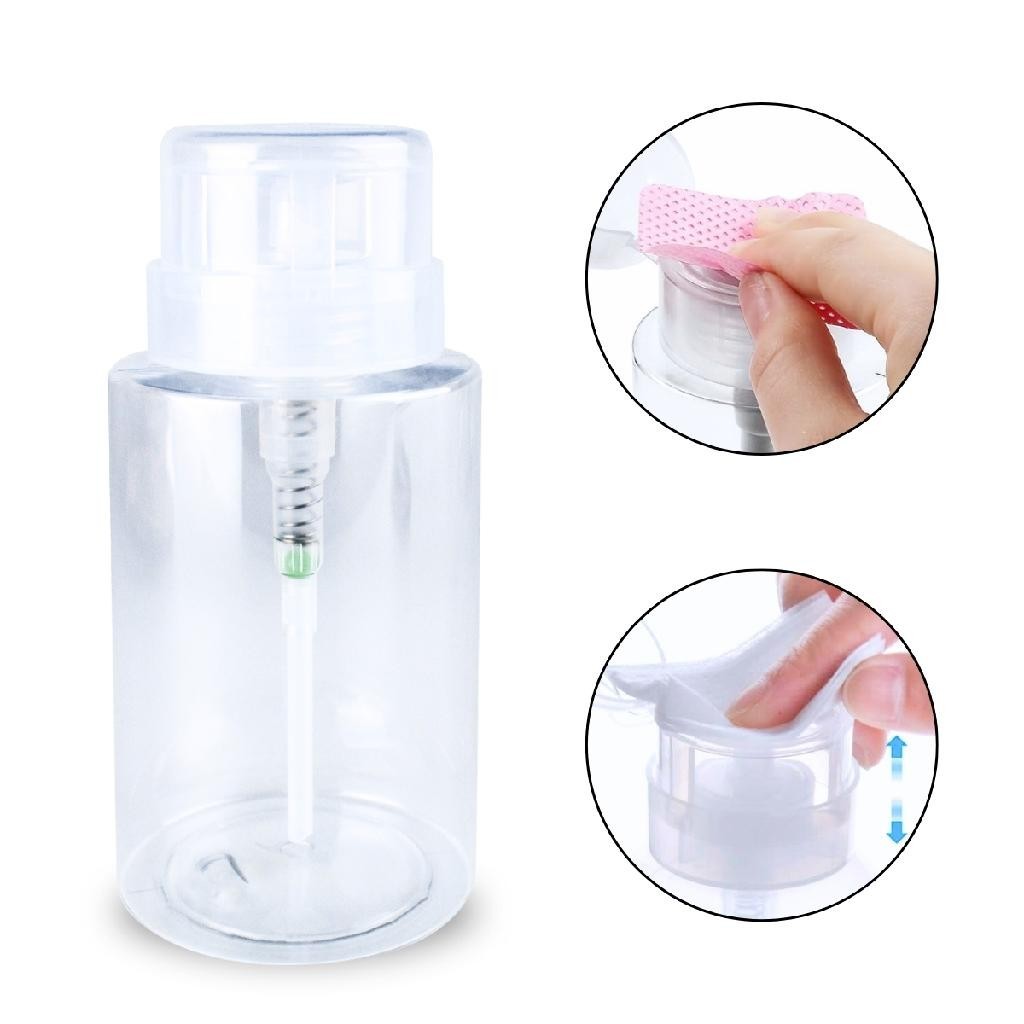 Dosador Porta Acetona e Cosméticos Pump Transparente 200 ml Manicure Unha Natural Frasco