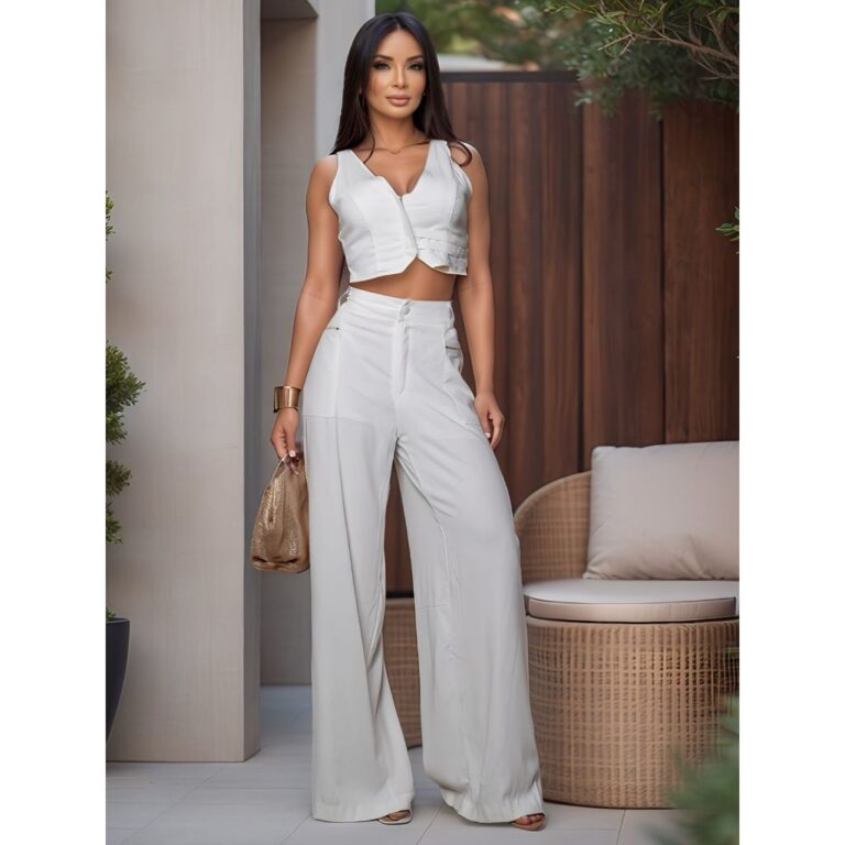 Conjunto cropped e calça pantalona 9649