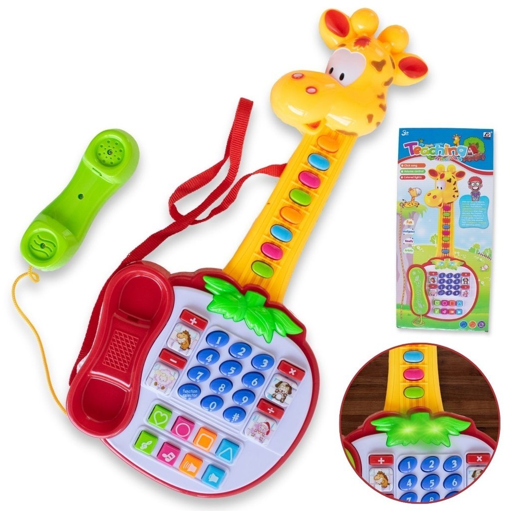 Guitarra Infantil Brinquedo Interativo Bebê Número Luz Som