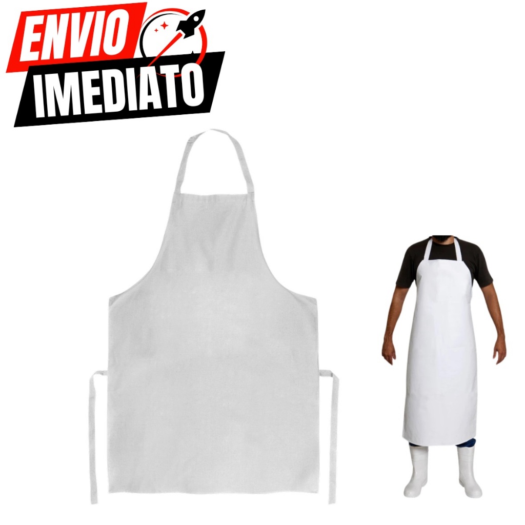 Avental Branco Oxford Com Bolso Frontal Reforçado Garçom Garçonete Padaria