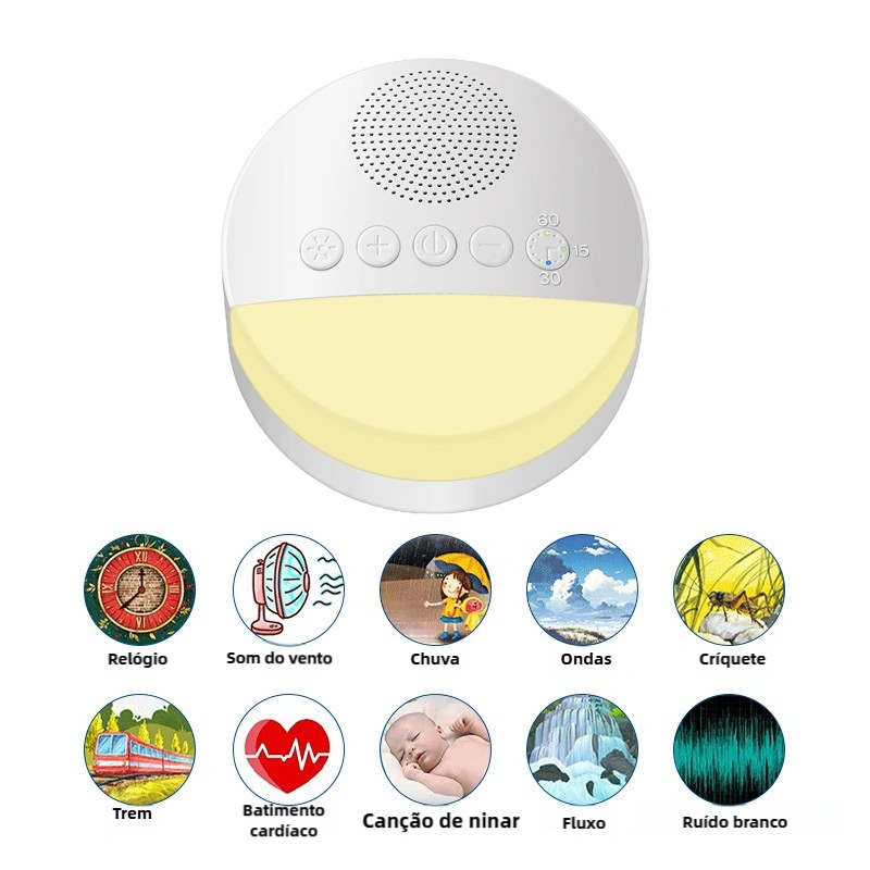 Reprodutor Portátil de Som de Sono para Crianças Música e Ruído Branco Dispositivo Auxiliar de Sono