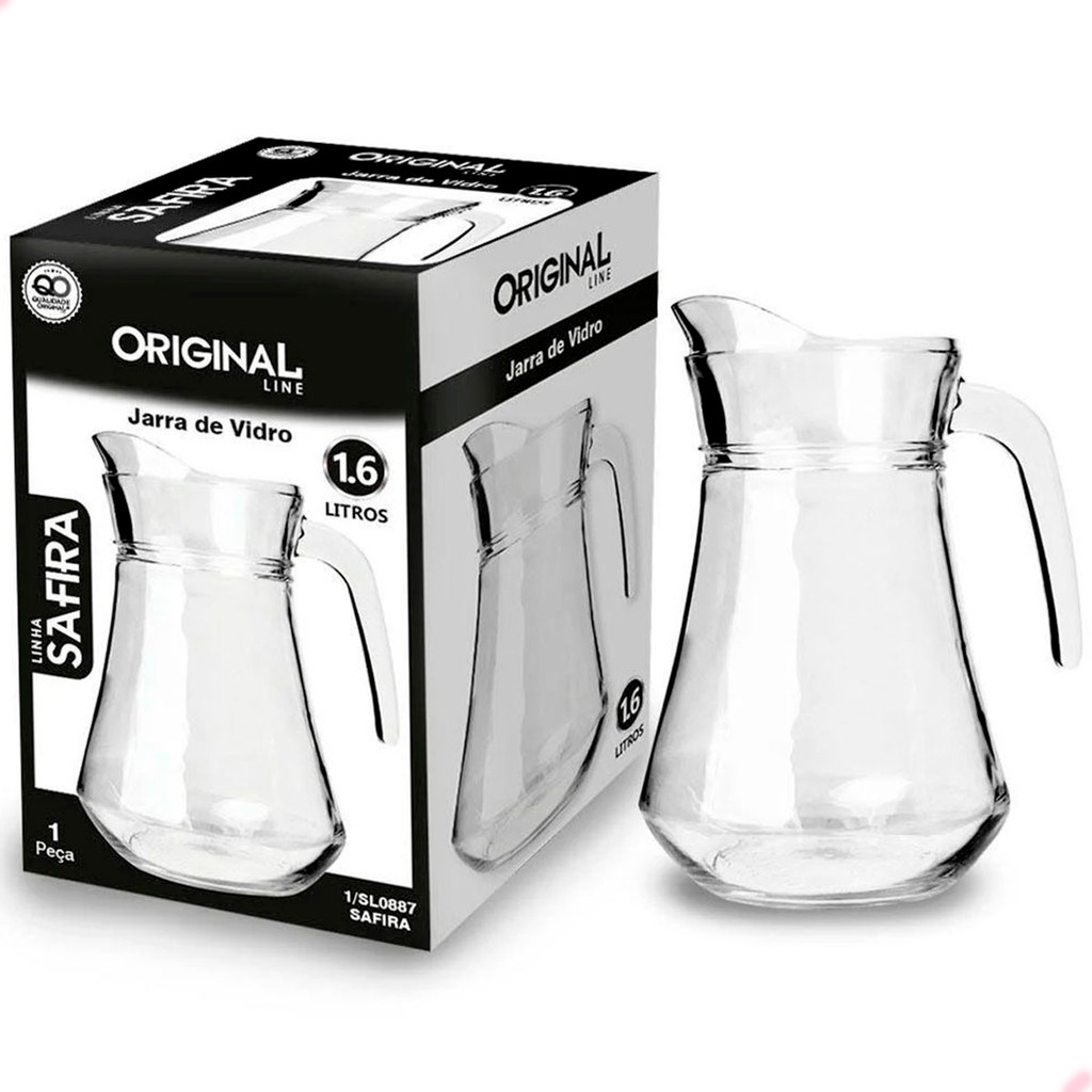 Jarra De Vidro Com Tampa Suco Água 1,6 Litro Original Line