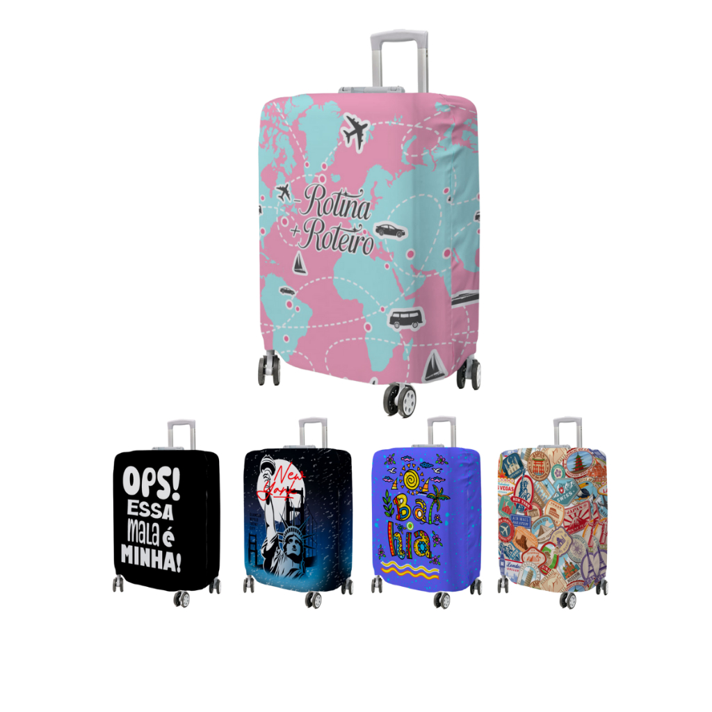 Capa de Mala Para Viagem Sublimada Diversos Modelos Tamanho P